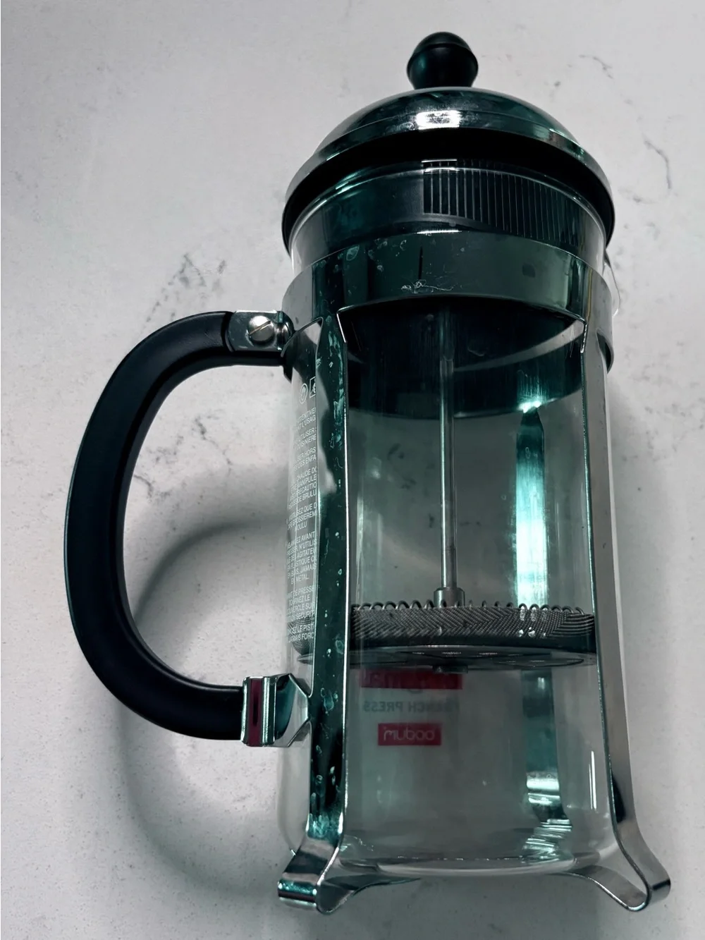 Bodum Clear Glass French Press with Black Handle